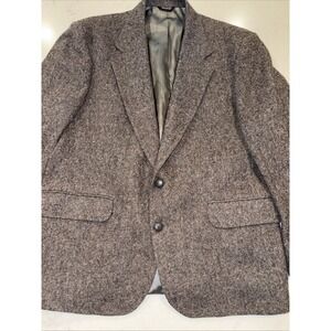 Stuart Hughes Blazer Mens 42S Brown Tweed Fleck Wool Two Button Single Vent